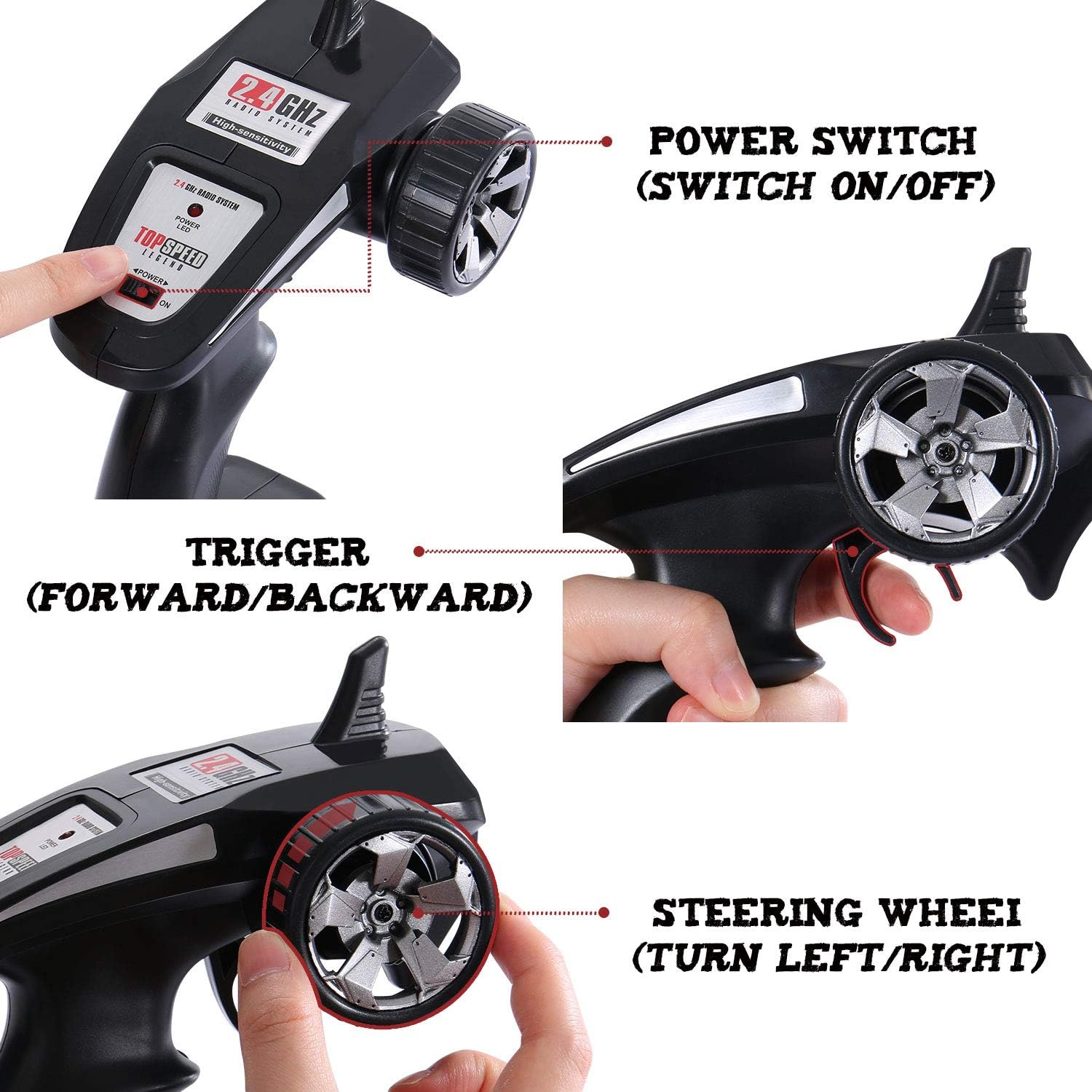 SGILE Remote Control Car with 2 Battery, Gift for 6-12 Years Old Kids, 1:16 15KM/H RC Drift Race Crawler Car Toy, Red