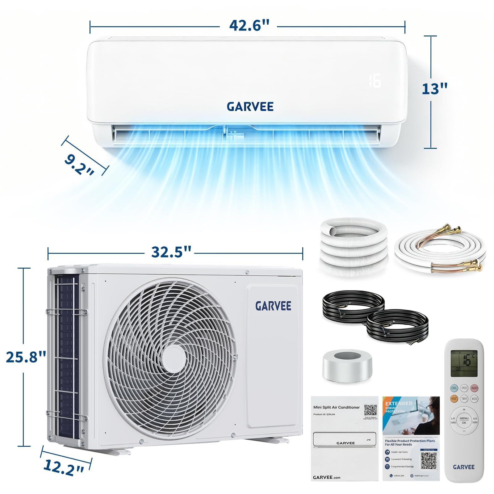 Klimaanlage Split, Kühlung und Heizung, 24000 Btu Split Klimaanlage, Inverter Klimagerät, Wifi & App Klimaanlage Wandmontage, Sehr Leise, Timerfunktion, R32 Kältemittel, Energieeinsparung, bis 120qm