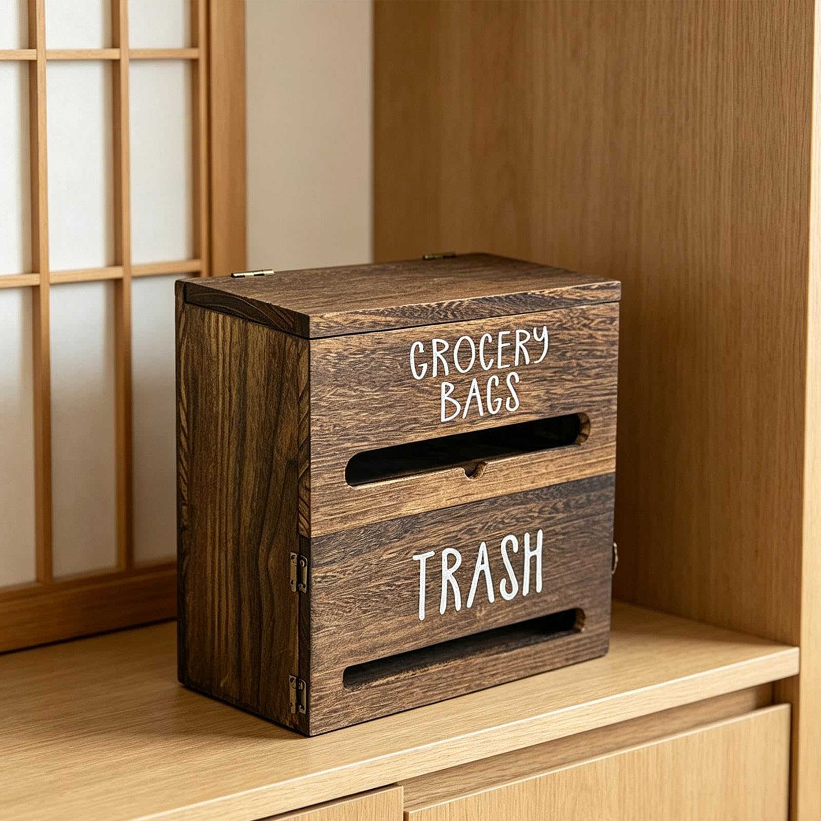 Dispensador de Bolsas de Basura de Pared, Almacenamiento Estético Y Multifuncional, Soporte para Bolsas de Supermercado para Tienda, Garaje O Granja, Marrón Oscuro, Individual