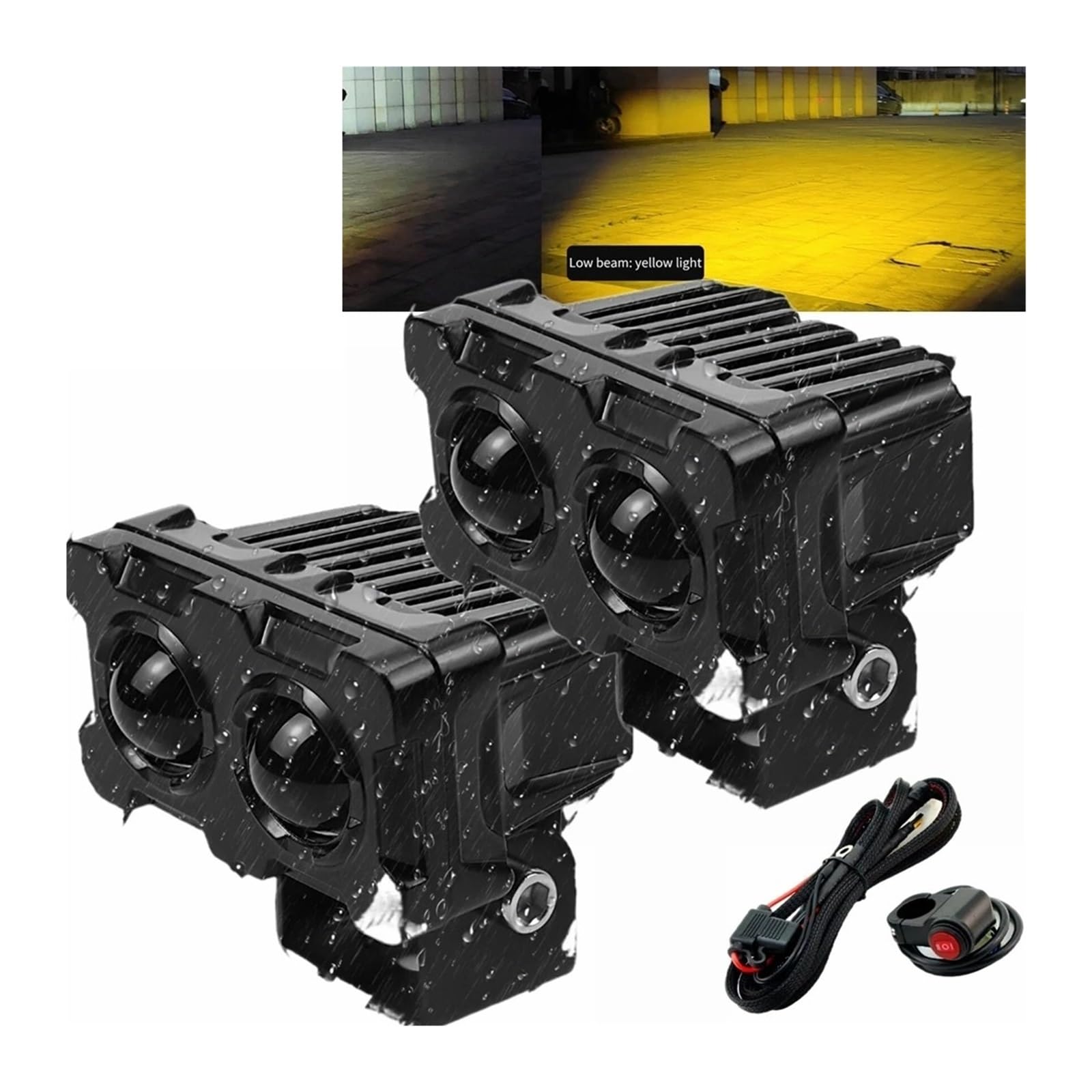 Faretti Moto Faretto Ausiliario A LED Per Moto Faro Fendinebbia Giallo Bianco 12V 20W 5500LM Per Auto ATV Per Camion Biciclette