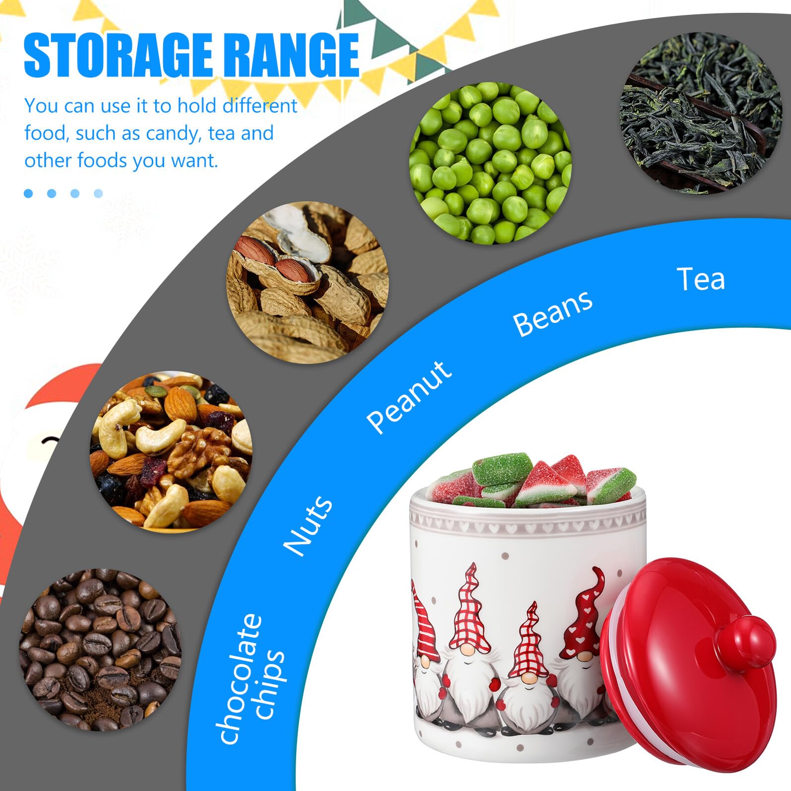 Healeved Barattolo Ermetico in Ceramica Grande con Coperchio Contenitore per Alimenti da Cucina per Tè Frutta Secca e Caramelle Regalo Natalizio Creativo per Conservazione Sicura