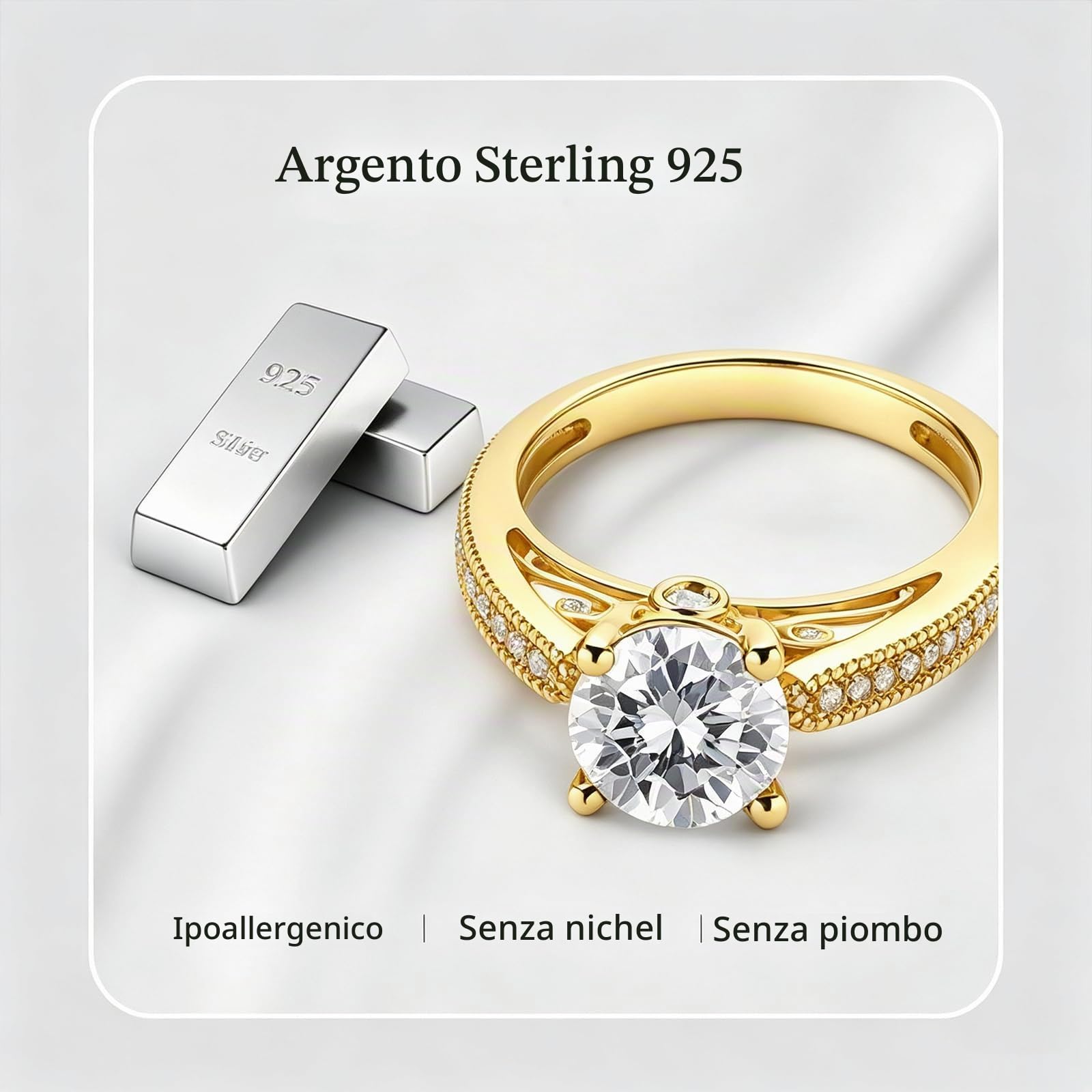 Jeulia Anello Classico in Argento Sterling Con Moissanite, Promessa, Anniversario, Taglio Rotondo, Per Compleanni, Natale, San Valentino