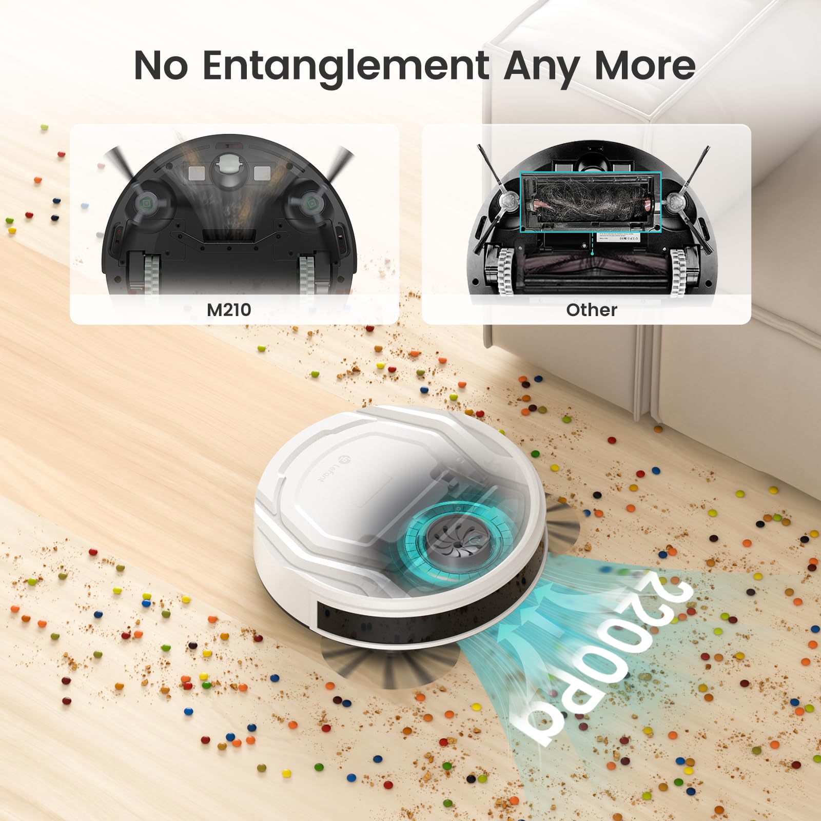 Lefant M210 Pro Robot Aspirador, sucção potente de 2200 Pa, tempo