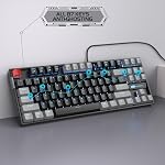 MageGee 75% Mechanical Gaming Keyboard, Red Switch, LED Blue Backlit, 87 Keys Compact TKL Wired Computer Keyboards for Windows Laptop PC Gamer - Black/Grey
