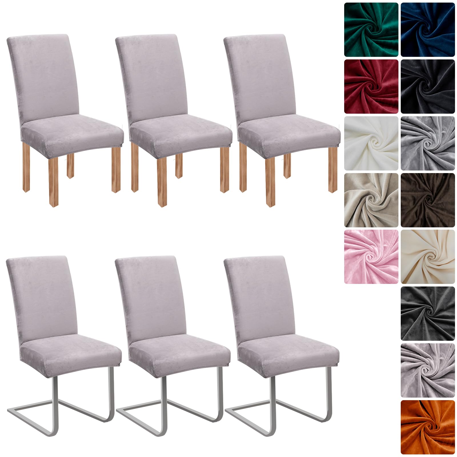jabeick Stretch Samt Stuhlhussen Velvet/Velour Stuhlbezug Schwingstuhl Elastische Hussen Waschbarer Stühle Schutz für Küche