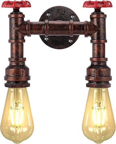 Miniatura 9 de Kawell Lámparas de pared vintage industriales retro lámpara de pared creativa tubo de agua lámpara de pared hierro arte E26 60W Max para dormitorio