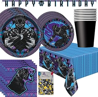 Black Panther Party Supplies including Black Panther Birthday Decorations and Black Panther Plates & Tableware for 16 Guests for your Kid's Birthday Party