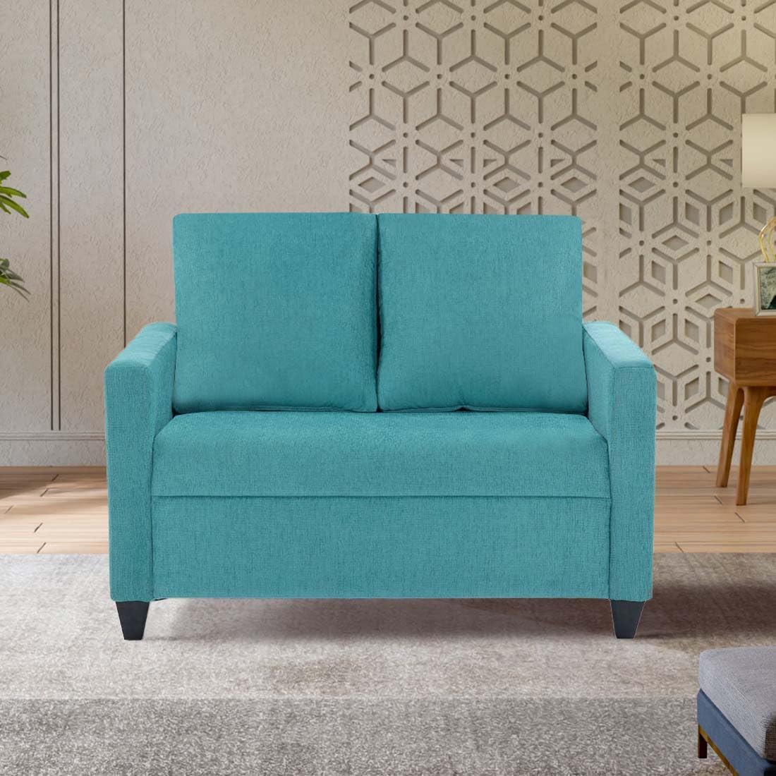 Amazon Brand Solimo Nigella Fabric 2Person Sofa (Blue) Amazon.in