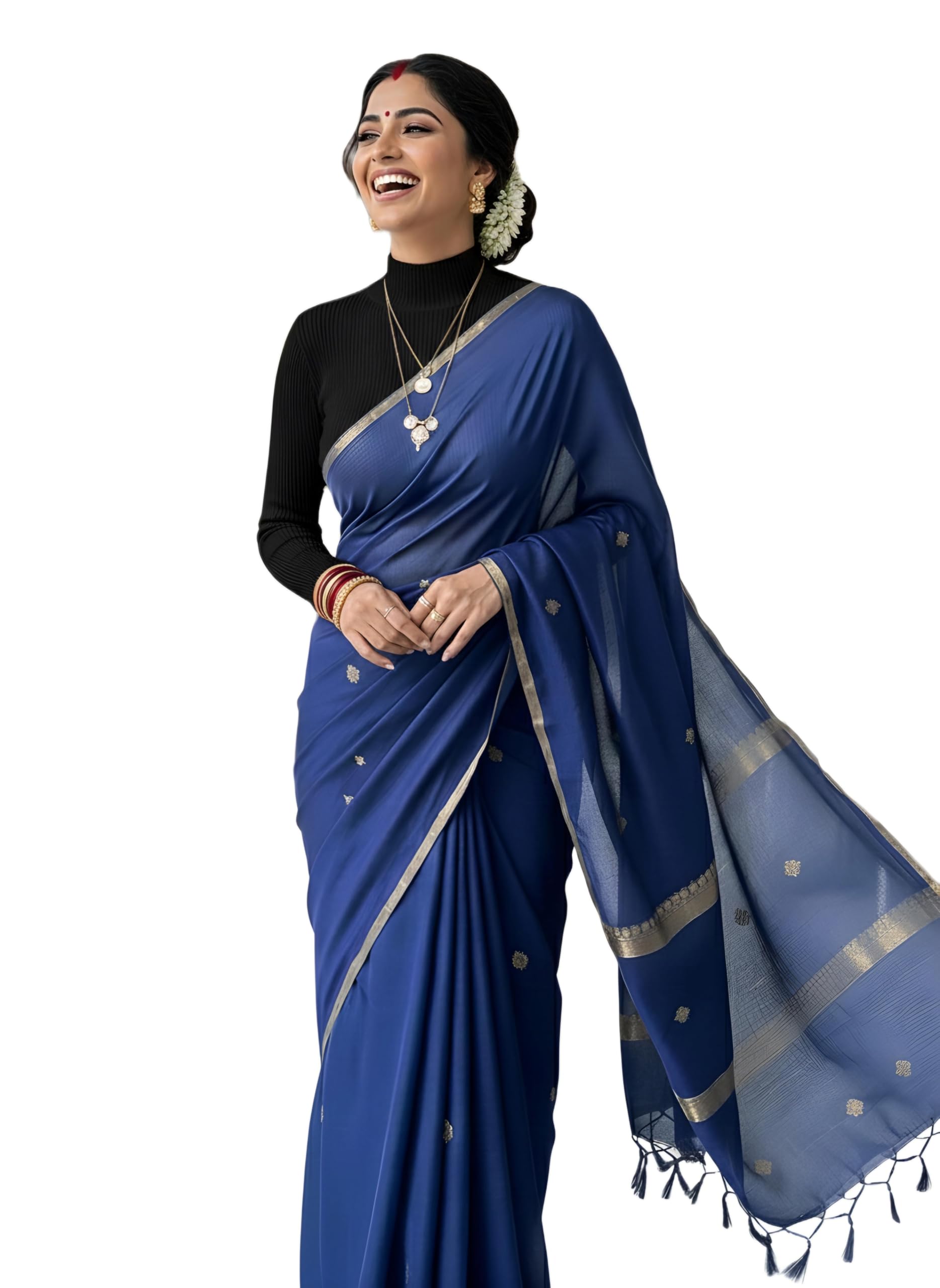 Modern Stylish Woolen High Neck Blouse for Winter – Free Size Up to 40 Bust – Warm Stretchable Winter Blouse for Sarees & Ethnic Wear-image-29