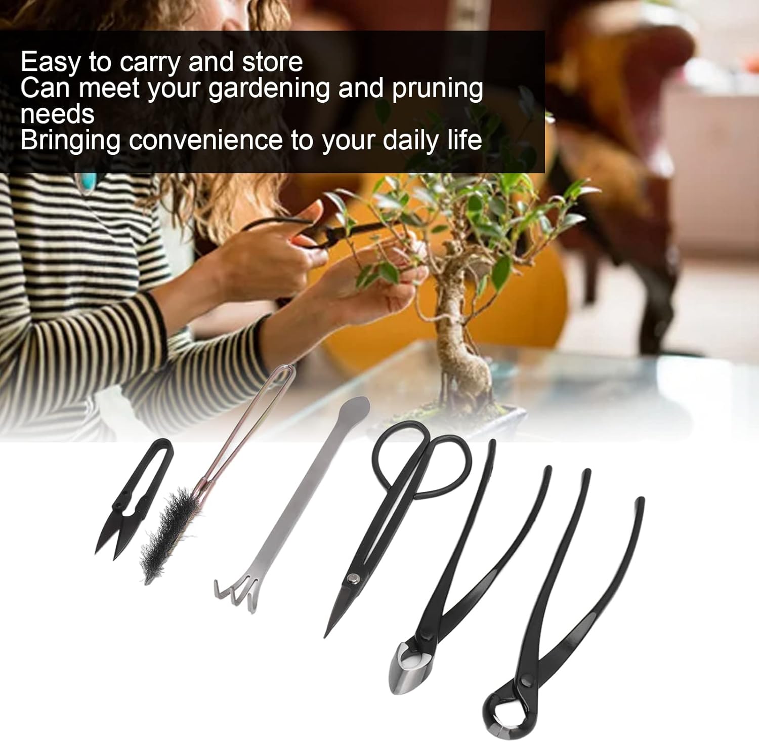 6pcs Succulent Plants Tools Stainless Steel Bonsai Tool Set Practical Succulent Gardending Hand Tools Indoors Outdoors for Home Garden Yard