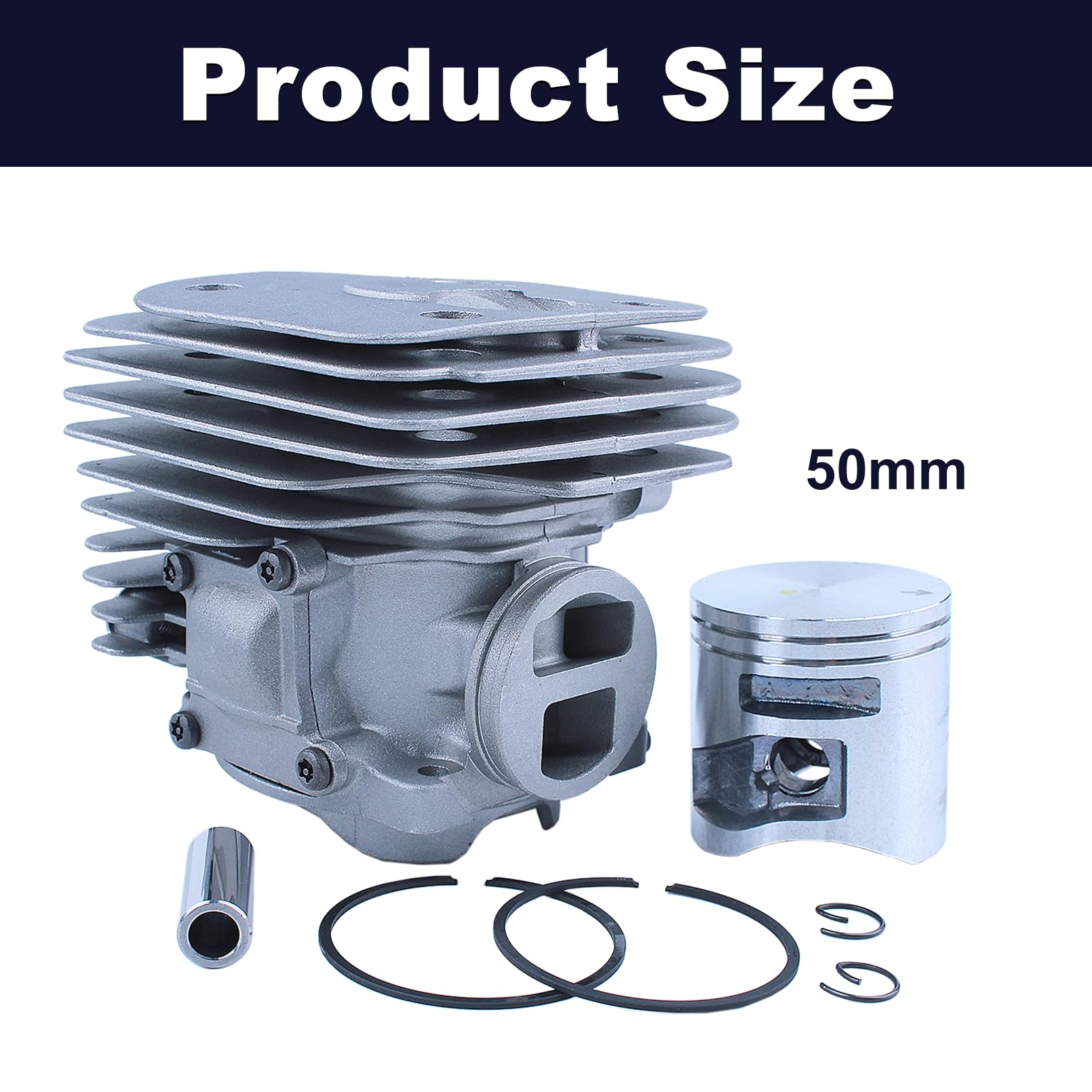 50 mm Zylinder und Kolben Set für Husqvarna 365 372X-TORQ 365 372XP X-Torq, mit Zündkerze, Wellendichtringen und Dichtungssatz, Ersatz für 575255702