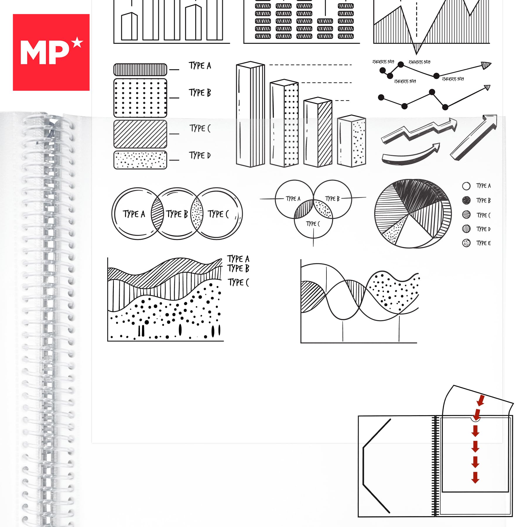 MP - Carpeta Clasificadora con Anillas, 80 Fundas A4 con Portada Personalizable
