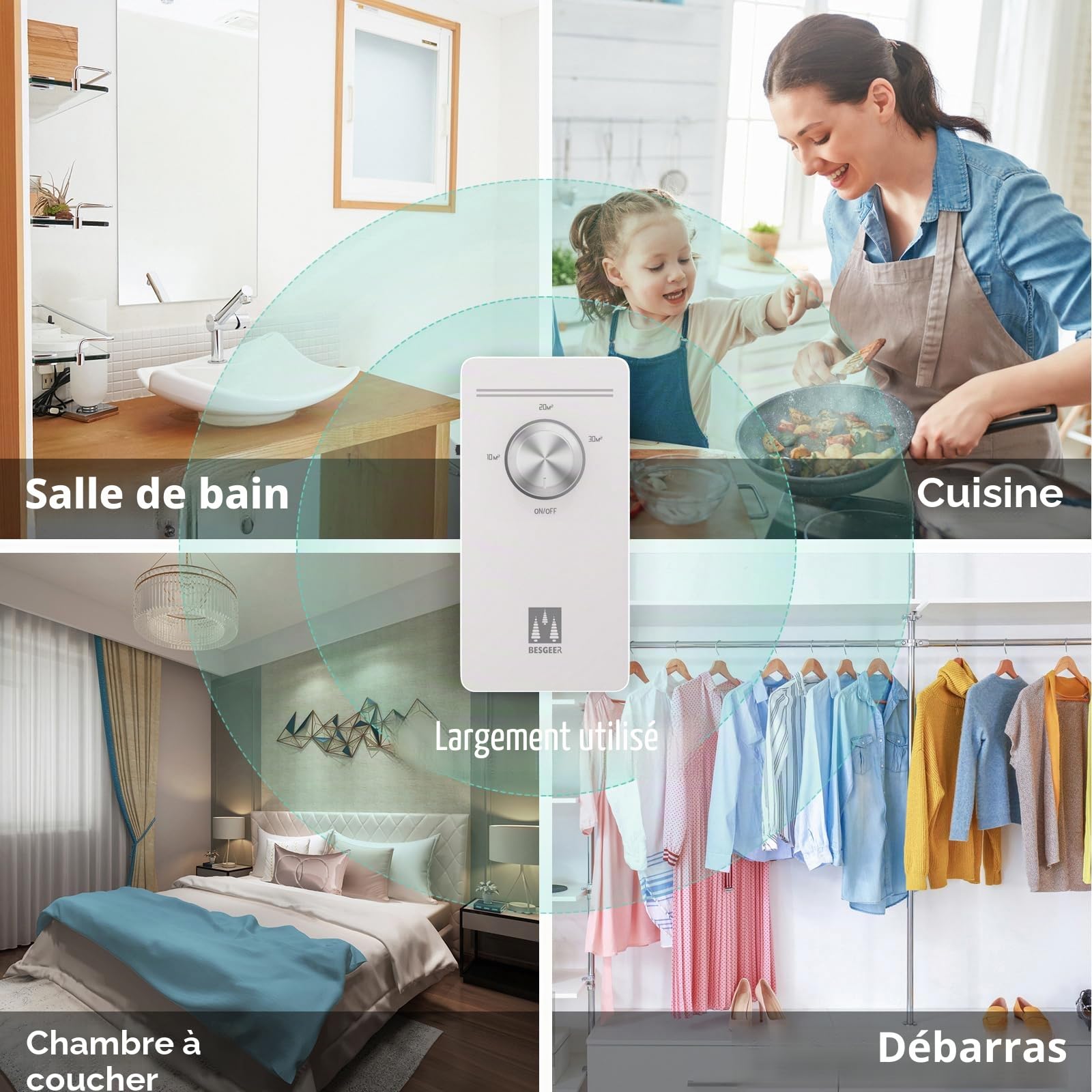 Générateur d'ozone Purificateur d'air, stérilisateur d'odeurs, purificateur d'air, générateur d'ozonizer pour chambre, salle de bain, animaux domestiques, formaldéhyde et odeur, haute efficacité