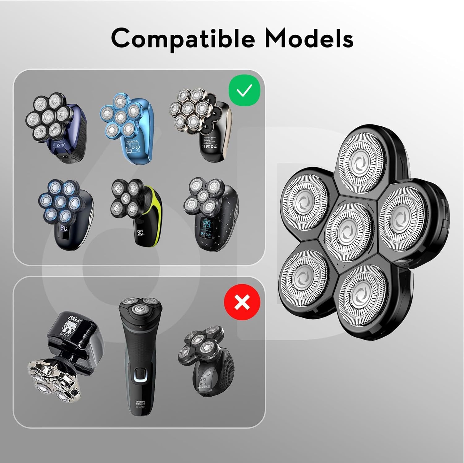 Kibiy 6D Floating Replacement Shaver Head for MS-672