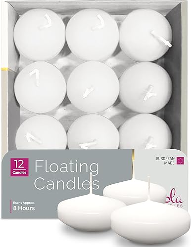Hyoola Velas flotantes blancas prémium de 3 pulgadas - 8 horas - Paquete de 12 - Fabricadas en Europa