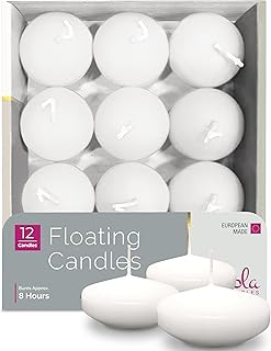 Hyoola Premium White Floating Candles 3 Inch - 8 Hour - 12 Pack - European Made