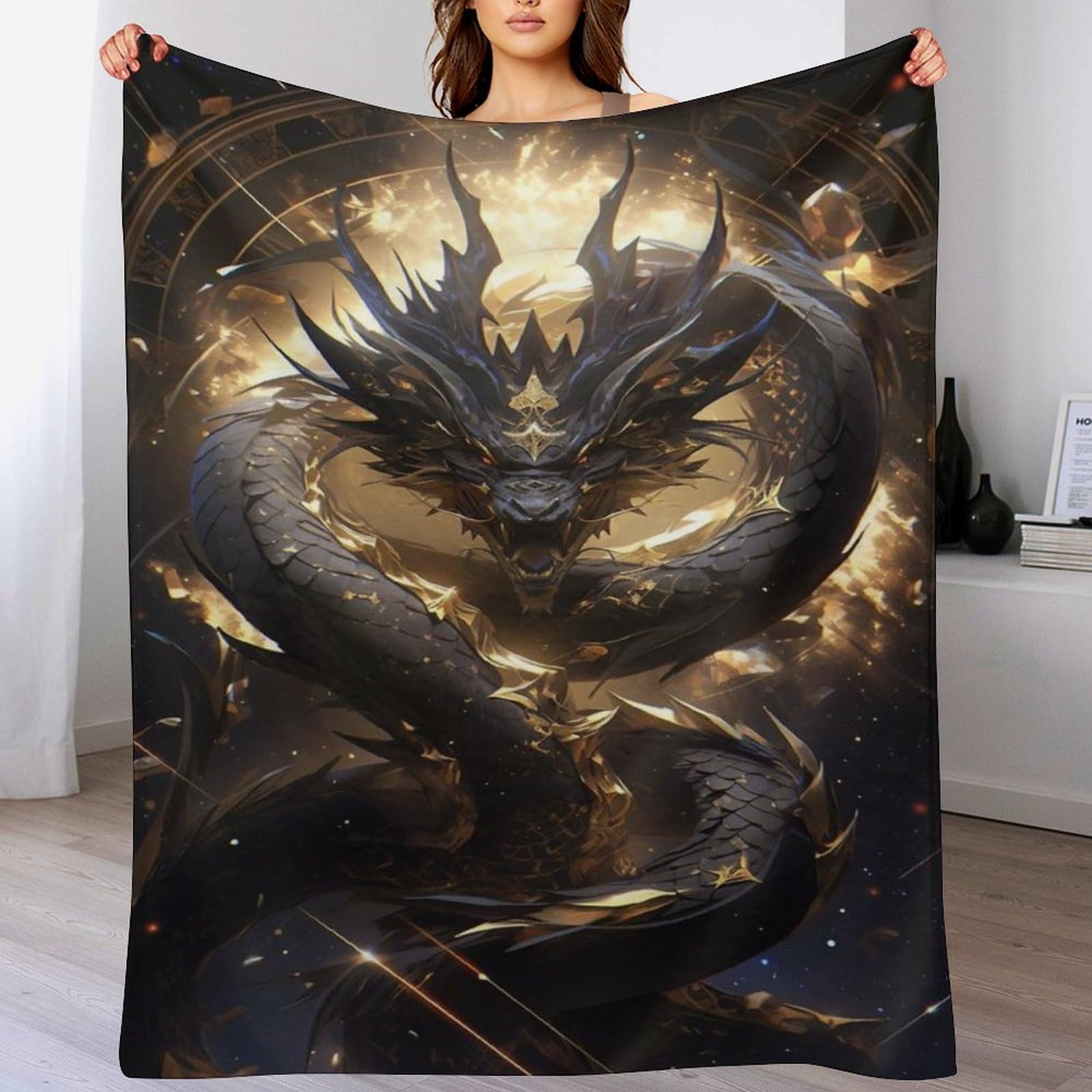 Couverture dragon douce haut de gamme en flannel pour intérieur chic