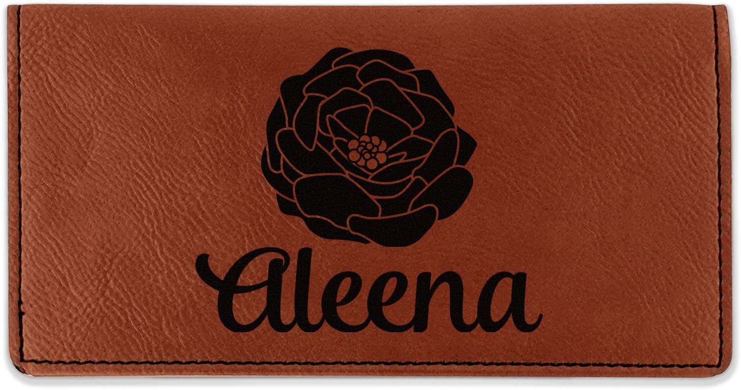 RNK Shops Personalized Fall Flowers Leatherette Checkbook Holder - Single Sided