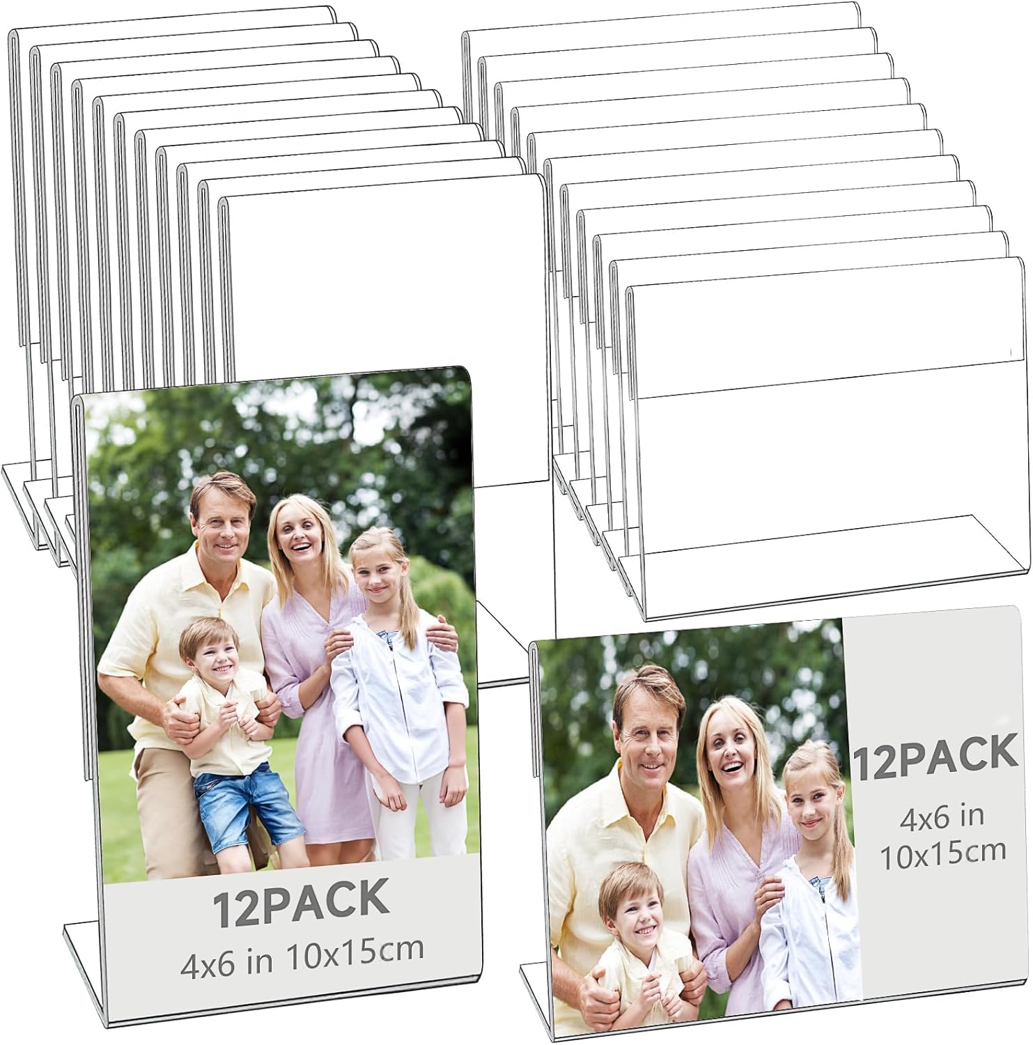 Xaztr 24Pcs 4 x 6 Inch Acrylic Picture Frames, Acrylic Sign Holder Clear Flyer Display Stand Photo Frame Stands Picture Display Stand for Home Office Wedding Desktop, Vertical & Horizontal