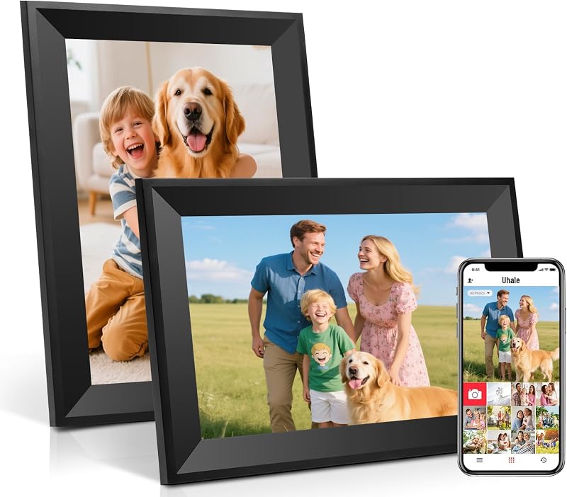 Uhale 10.1 inch WiFi Touch Screen Digital Picture Frame A Gift for an Elder | Smart Cloud Electronic Photo Frame 16GB Memory,support Rotate Wall Mount,Sleep mode-Enviar fotos y videos a través de la aplicación Uhale