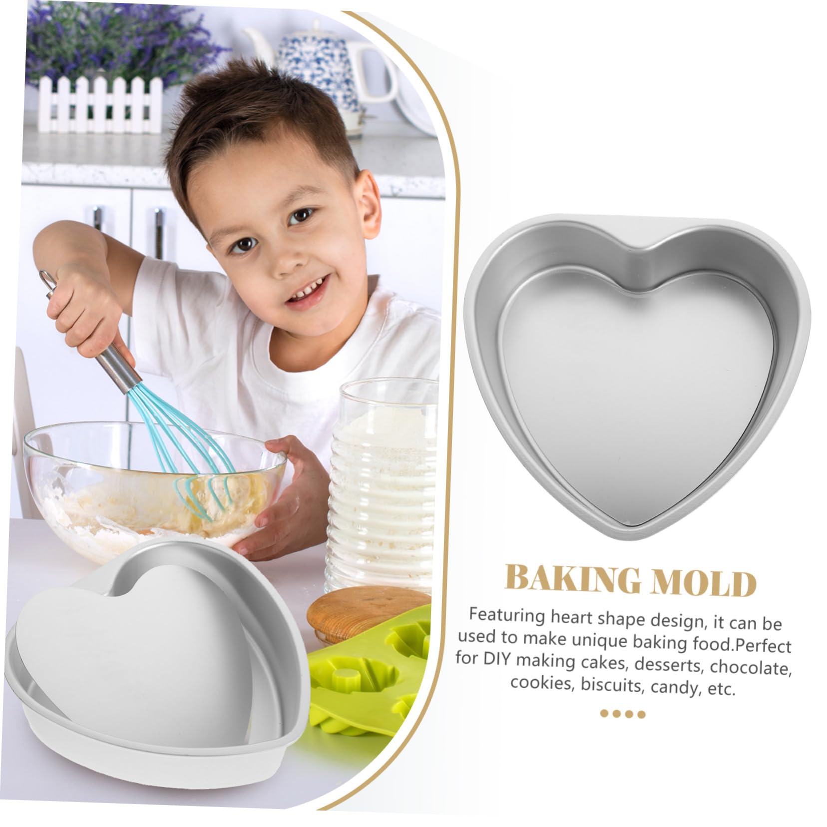 Toyvian Molde para Pastel de Bricolaje Base Desmontable de 8 Pulgadas, Antiadherente y Superficie Lisa, Adecuado para Hornear Tartas en Forma de Corazón para Cumpleaños y Celebraciones