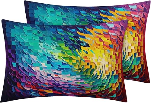 Miniatura 3 de Sábanas coloridas tamaño Queen, sábanas psicodélicas, sábanas y fundas de almohada estampadas, juego de 4 piezas, sábana bajera ajustable de