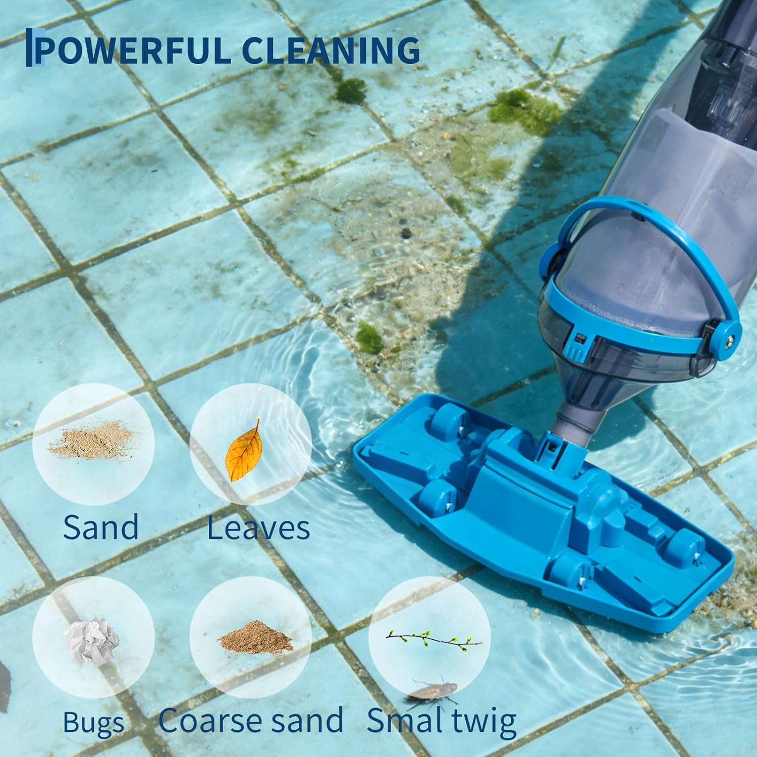 Cordless Handheld Pool Vacuum with Telescopic Pole, Rechargeable Handheld Hot Tub SPA Pool Cleaner Vacuum for Above Ground/Inground Pools, 18.5GPM Powerful Suction, Running time up to 1H