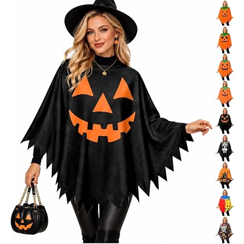 Pumpkin Costume Women 2026 Adult Simple Comfy Funny Halloween Onesie Cosplay Poncho Festival Party Fall Outfits