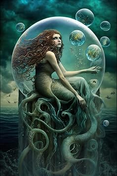 Octopus Mermaid Art poster,unframed Oil Painting HD Printing Wall Art,Suitable Home Music Bar Restaurant Decor36X24inch