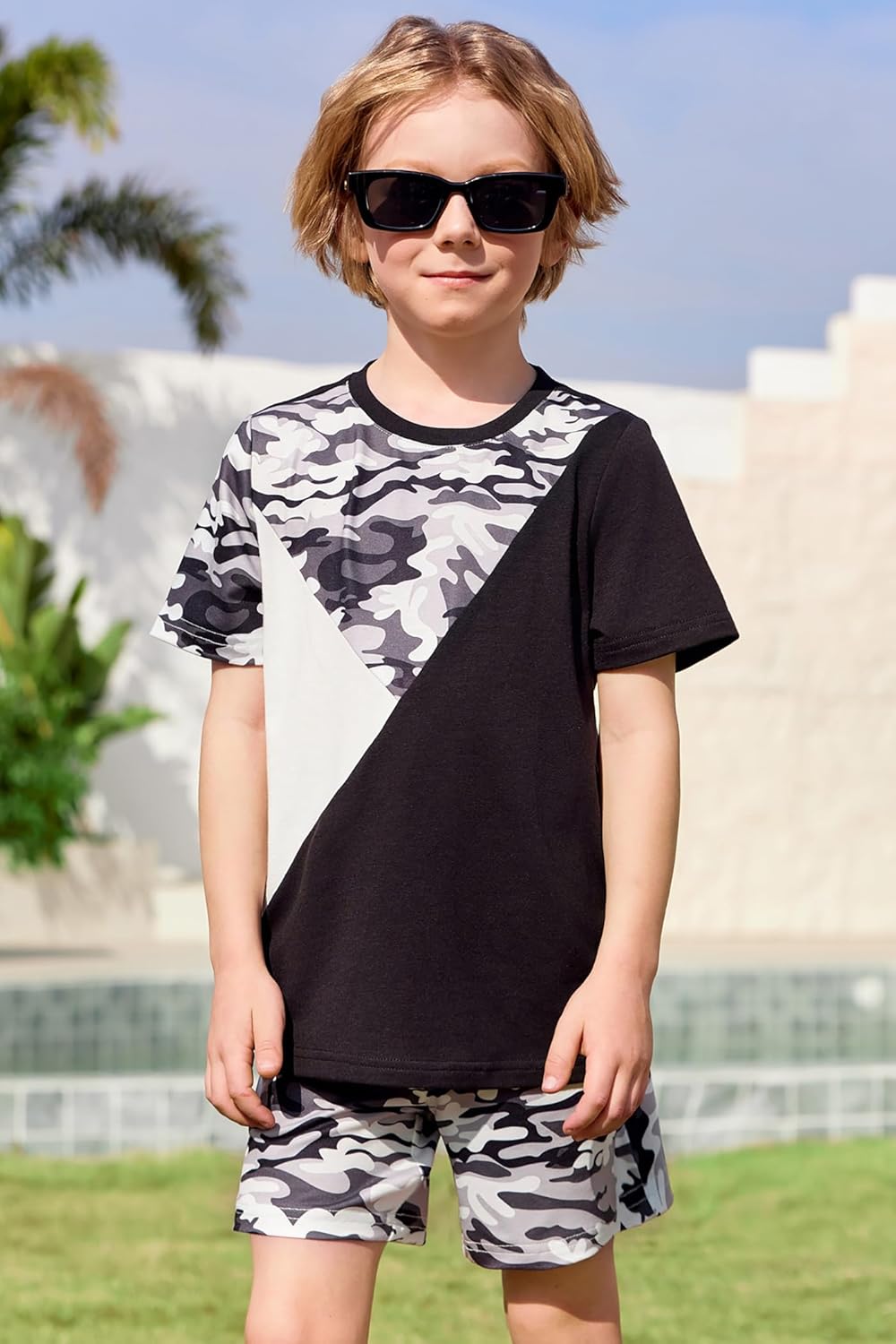 Arshiner Toddler Boy Summer Clothes Outfits Kids Colorblock Short Sleeve T-shirt Shorts Set 2-7 Years - Image 3