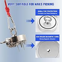 Vista 5 de DIYMAG - Imanes de pesca de neodimio de doble cara fuertes, imán de tierras raras de 550 libras de fuerza de tracción con cuerda duradera de 10 m