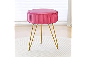 Elegant Velvet Vanity Stool in Eye-catching Hot Pink