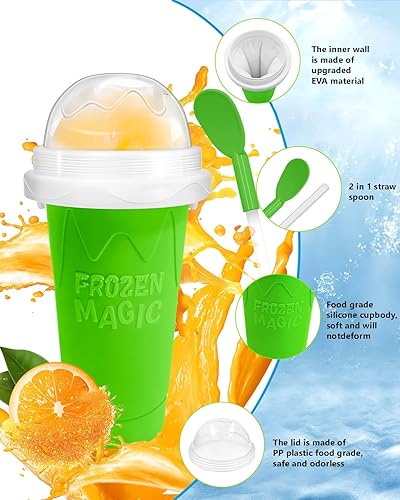 Miniatura 6 de Vaso para hacer granizados mágicos, para hacer tú mismo, vaso para apretar, portátil, para batidos, leche y helado, tapa de vaso de sílice de doble