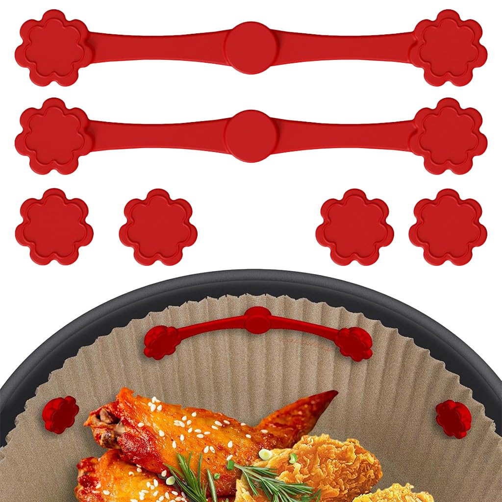 Supvox® Magnetic Silicone Grips for Air Fryer Paper Liners, Strong Heat-Resistant Retainer Clips for Securing Liners, Reusable Air Fryer Accessories