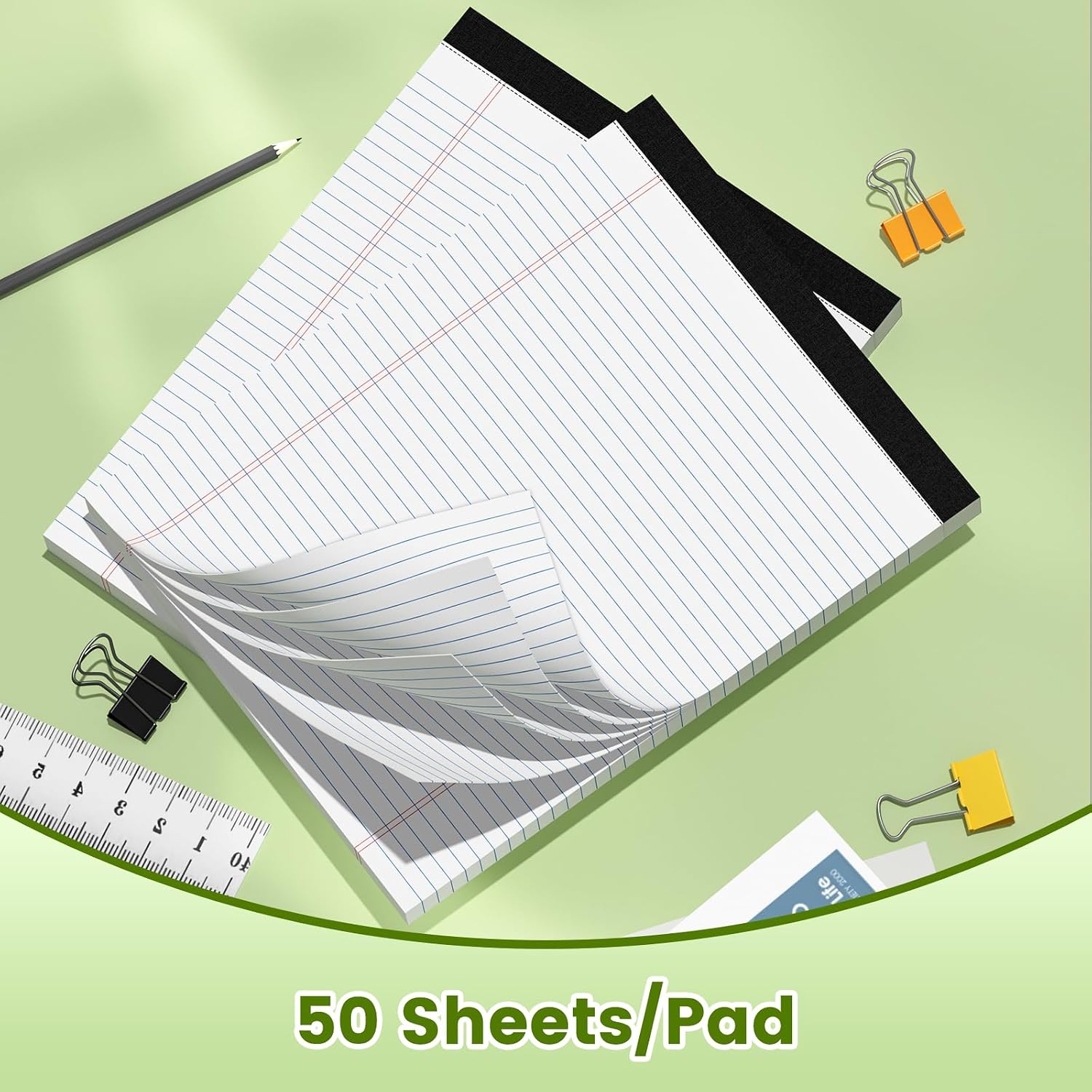 2-Pack 8.5x11 Inch College Ruled Note Pads - 50 Sheets per Pad White Notepad, Narrow Ruled Legal Pads for School, Office, and Home - Thick, Leak-Resistant Paper for Clean Writing, Pads of Paper image 3