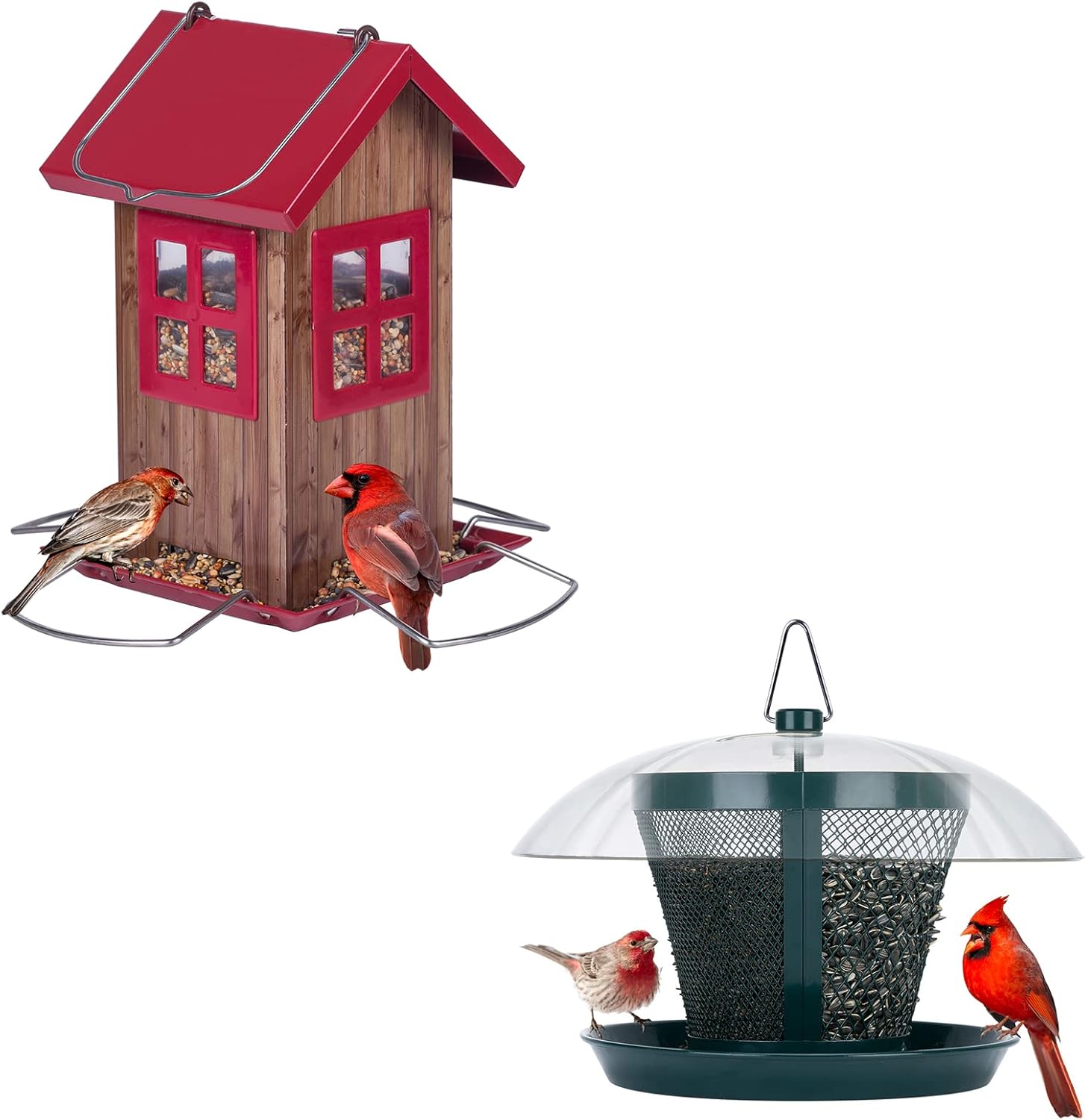 Kingsyard Cute Bird House Feeders for Outside + Metal Mesh