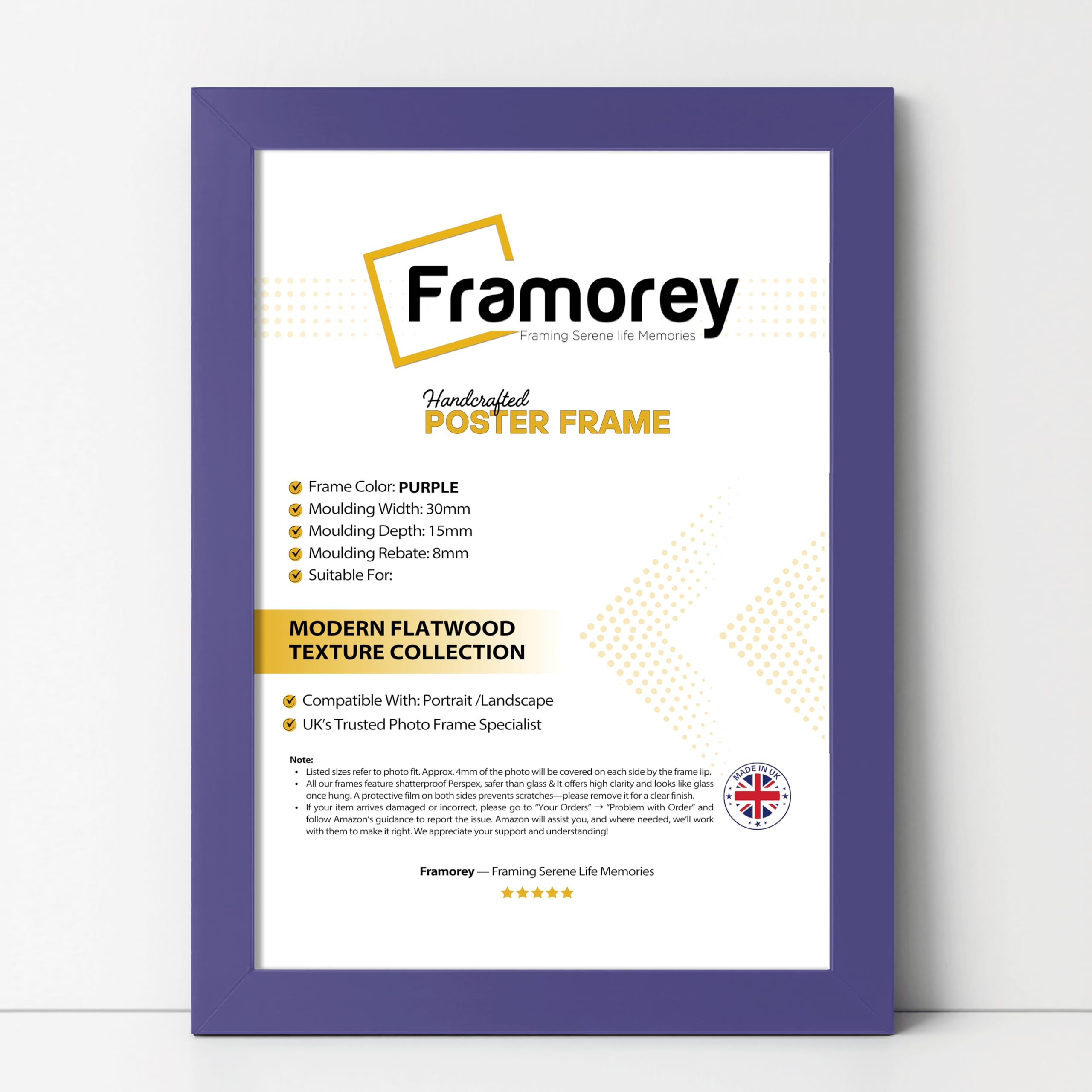 Framorey Framing Serene Life Memories Purple Framorey Modern Photo Frames 30X40cm, Collage Frames For Wall Décor And Landscapes
