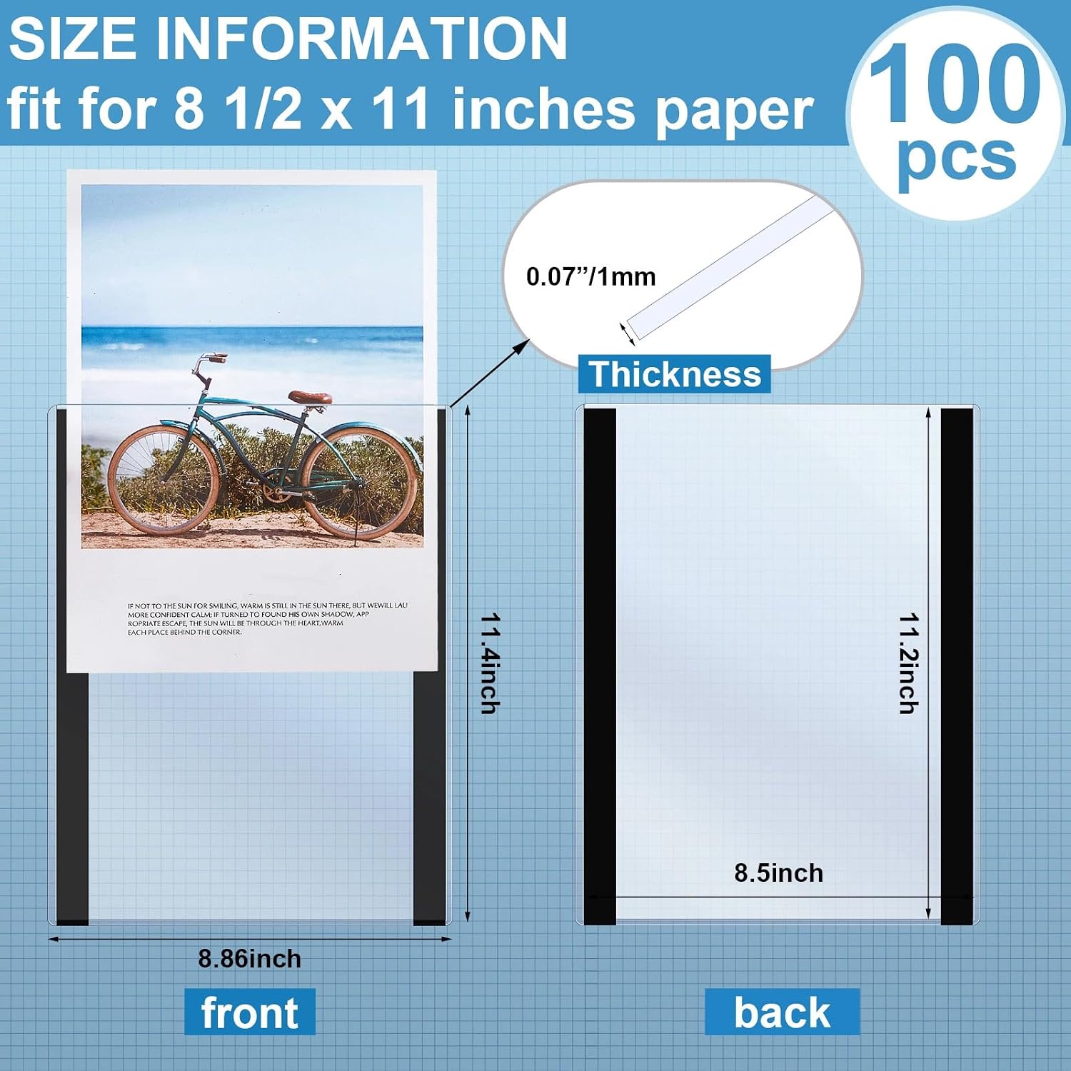 Yexiya 100 Pcs Magnetic Sign Holders 8.5'' x 11'' Clear Document Frames image 2
