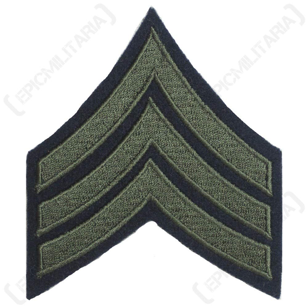 Epic Militaria Reproduction World War 2 US Army Olive Rank Patch, Sergeant, One Size