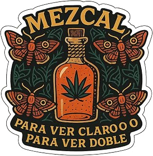 Mezcal Bottle with Moths Oaxaca Mysticism Sticker (3" x 3")
