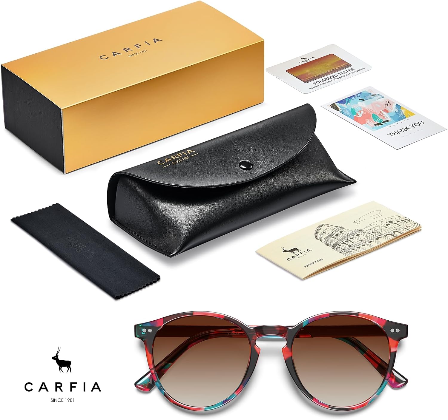 CARFIA Retro Acetate Round Polarized Sunglasses For Women UV Protection, Small Face Frame Vintage Circle Shades CA5201 - Image 8