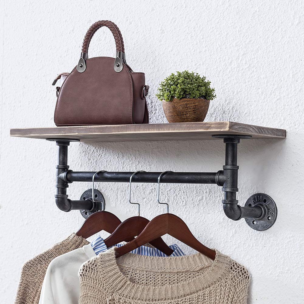 Bathroom Shelves Wall Mounted,24in Industrial Pipe Shelving,Rustic Wood