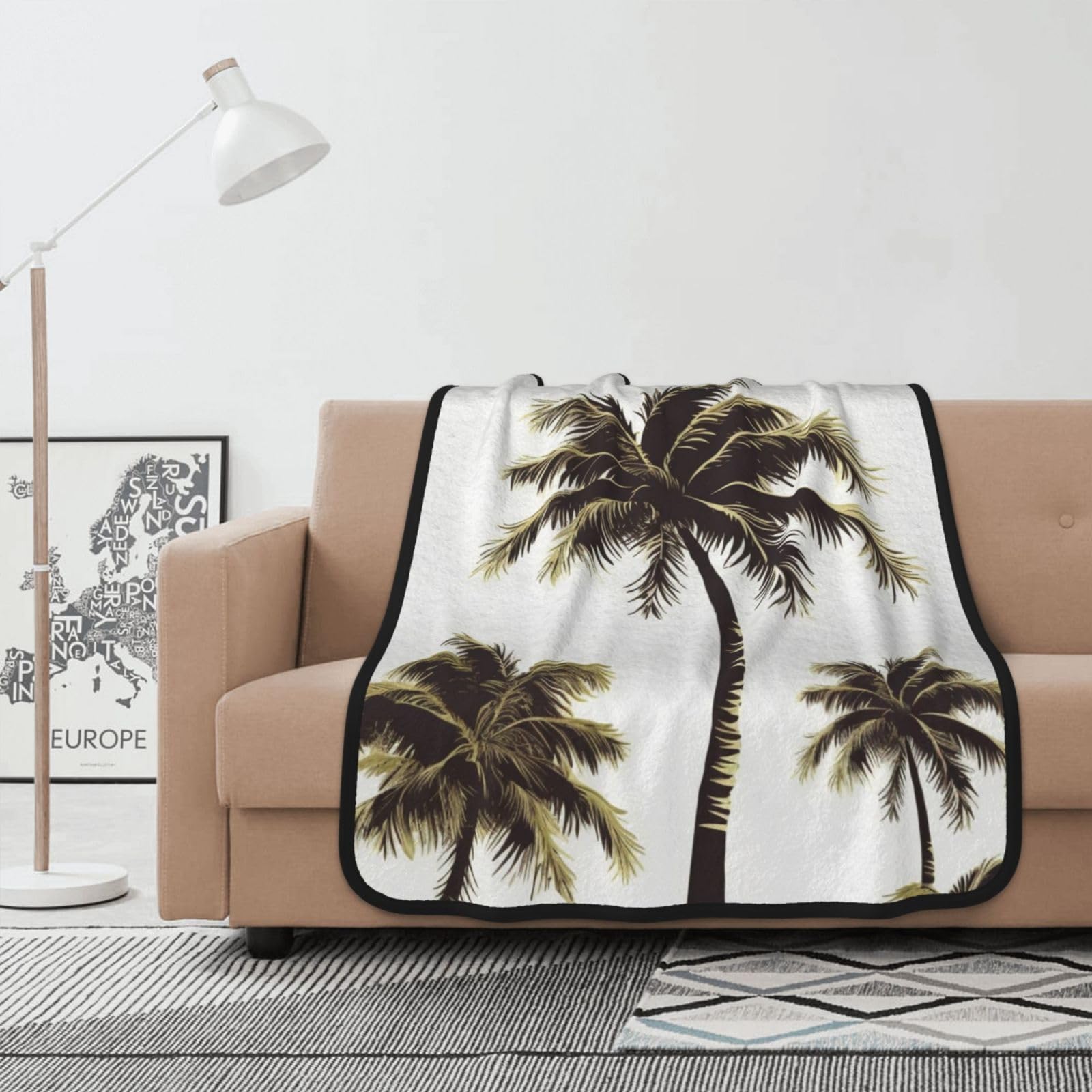Couverture flanelle douce palmier pour réchauffer vos soirées cocooning et décorer la chambre