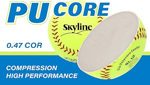 Miniatura 5 de Skyline SL-12 - Juego de 6 bolas de sóftbol de tamaño y peso oficial de 12 pulgadas, pelota de entrenamiento para batear, lanzar, practicar