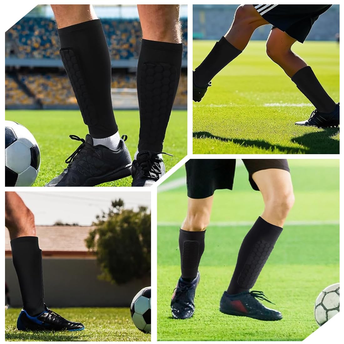 Espinilleras de fútbol para niños, calcetines protectores antideslizantes, juego