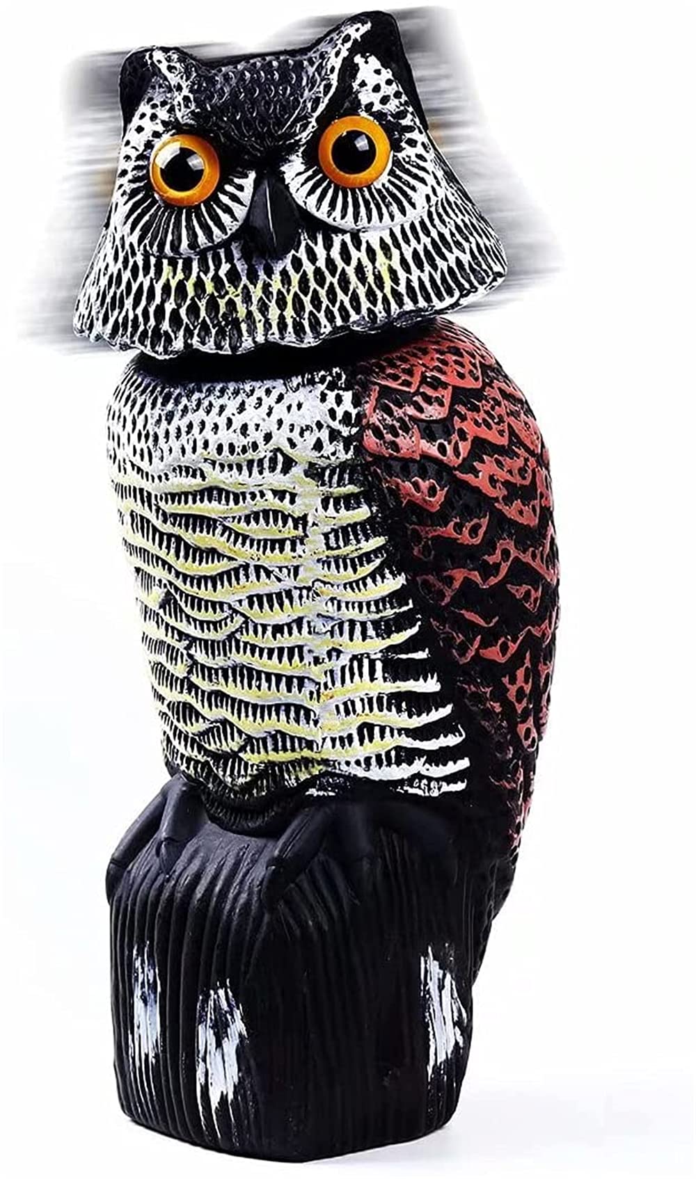 Owl Decoy with Rotating Head, Natural Enemy Scarecrow Fake Owls to Scary Birds Away, Bird Control and Deterrent Outdoor Garden Protectors with Accessories, Outdoor Farm Decorations