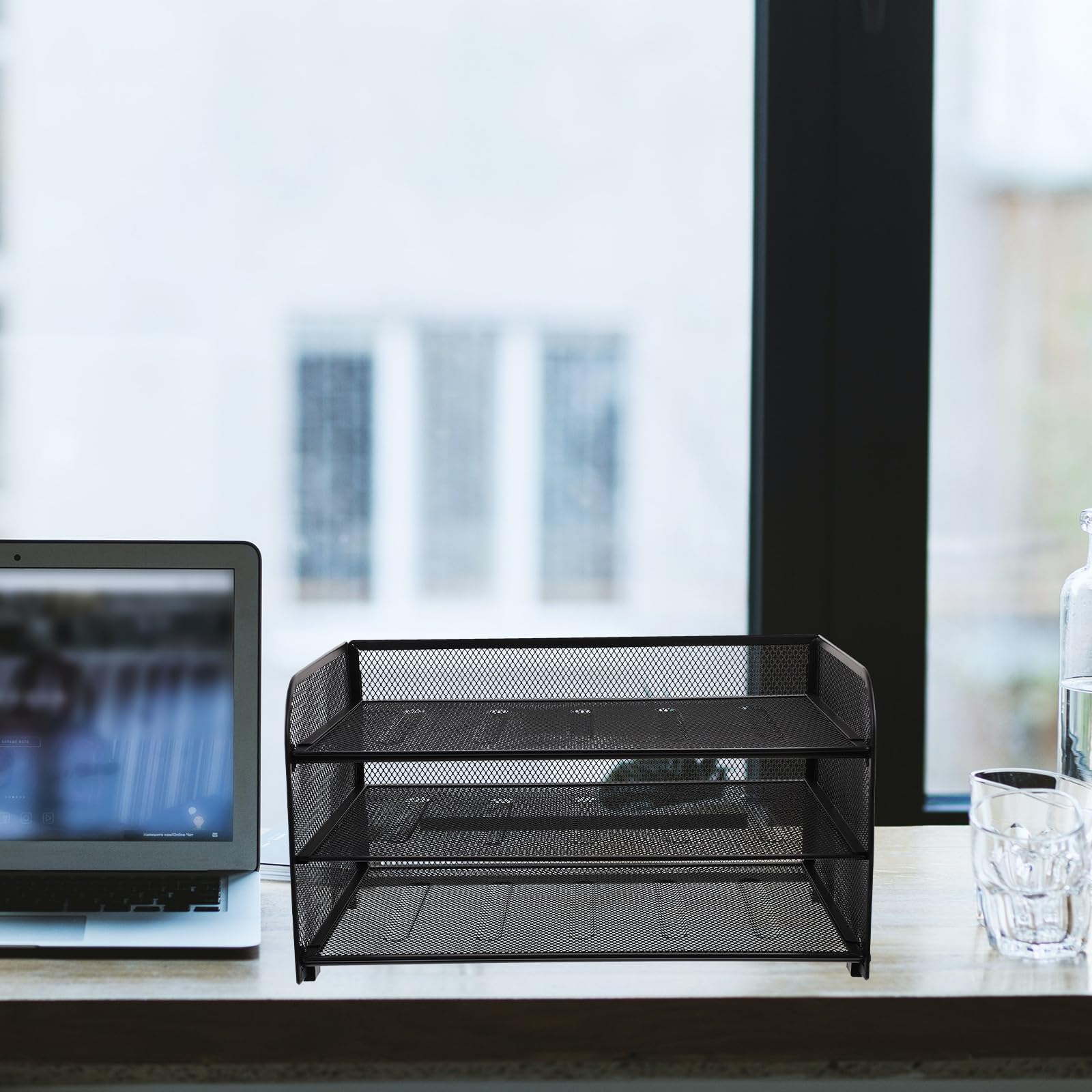 Metall Schreibtisch Organizer 3 lagig mit Ablagefach für Platzsparende Dateiablage und Büroorganisation für Schlafzimmer und Büro