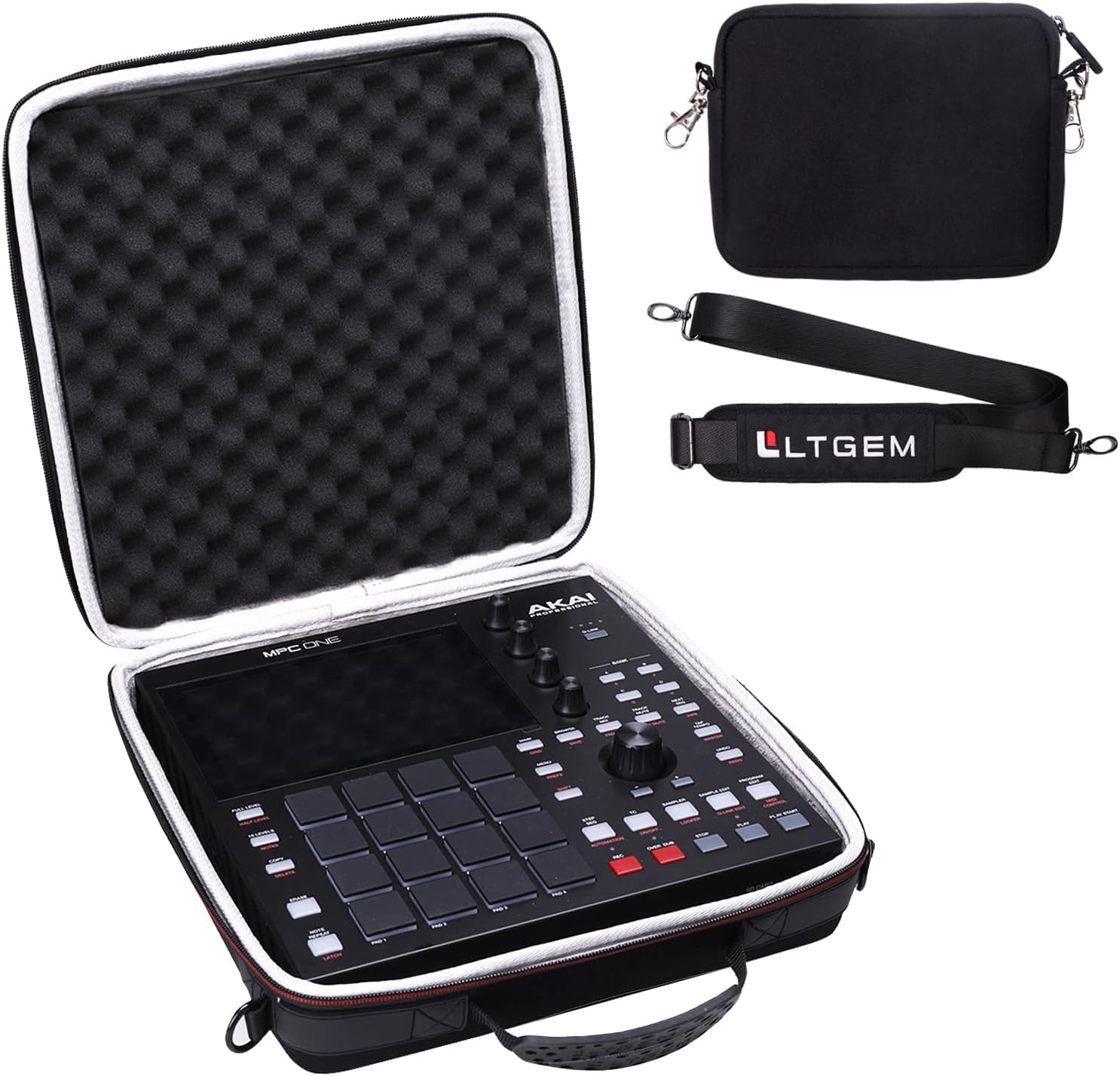 LTGEM Hard Case for Akai Professional MPC One+ MPC One, Travel Protective Carrying Storage Bag with Shoulder Strap and Pouch