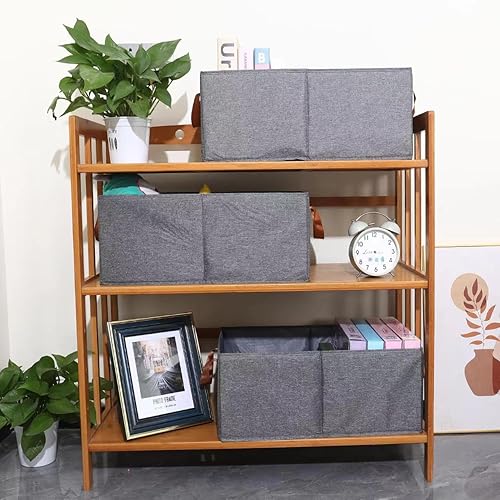 Miniatura 5 de RICHERI Paquete de 3 contenedores de almacenamiento de ropa para armario con asas, canastas plegables de tela plegables, cajas de tela para