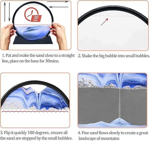 Miniatura 3 de GEZHOUBA Movimiento líquido de arte de arena móvil grande de 12 pulgadas, diseño de paisaje de arena de mar profundo, pintura de arena dinámica,